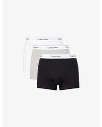 Calvin Klein - Icon Logo-Waistband Pack Of Three Stretch-Cotton Trunks - Lyst