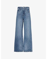 GOOD AMERICAN - Good Ease Rhinestone Wide-Leg Mid-Rise Denim-Blend Jeans - Lyst