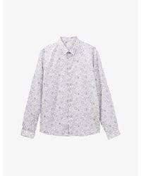 IKKS - Flower-print Slim-fit Cotton Shirt - Lyst