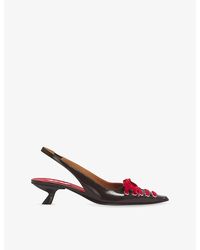 Marni - Kat Lace-Up Leather Slingback Courts - Lyst