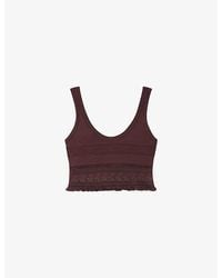 Sandro - Scoop-Neck Cropped Knitted Top - Lyst