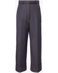 Thom Browne - Relaxed-fit Wide-leg High-rise Cotton-canvas Trousers - Lyst