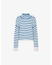 Whistles - Striped Funnel-Neck Knitted Jumper - Lyst