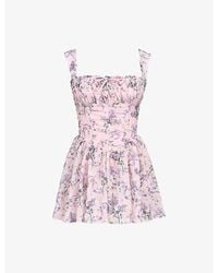 House Of Cb - Ophelia Floral-Print Chiffon Mini Dress - Lyst