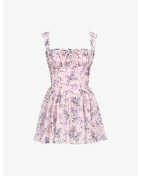 House Of Cb - Ophelia Floral-Print Chiffon Mini Dress - Lyst