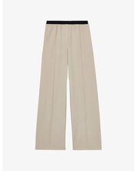 Reiss - Lucia Wide-Leg Elasticated-Waist Stretch-Woven Trousers - Lyst