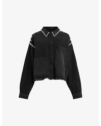 AllSaints - Nicky Stud-embellished Relaxed-fit Denim Shirt - Lyst
