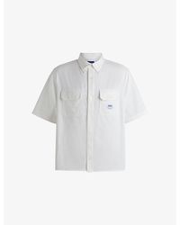 HUGO - Spread-Collar Brand-Patch Cotton Shirt - Lyst