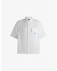 HUGO - Spread-Collar Brand-Patch Cotton Shirt - Lyst