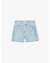 Zadig & Voltaire - Sadys Stud-Embellished Stretch-Denim Shorts - Lyst