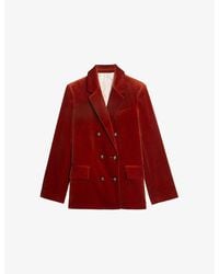 Zadig & Voltaire - Vaska Double-Breasted Cotton-Velvet Blazer - Lyst