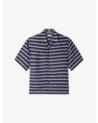 Sandro - Striped Boat-Neck Relaxed Woven Shirt - Lyst