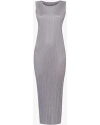 Pleats Please Issey Miyake - Pleated Round-neck Knitted Midi Dress - Lyst