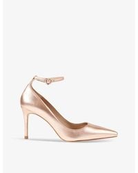 LK Bennett - Catelyn Ankle-Strap Metallic Heeled Leather Court Shoes - Lyst