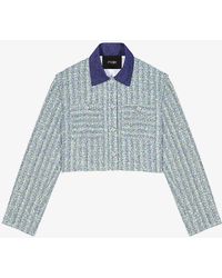 Maje - Contrast-tweed Cropped Cotton-blend Blazer - Lyst