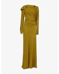 Victoria Beckham - Long-Sleeve Draped Stretch-Jersey Maxi Dress - Lyst