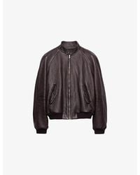 Prada - Leather Bomber Jacket - Lyst