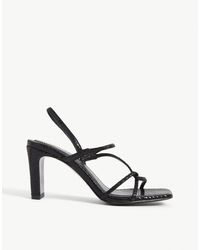 Sandro Faye Snakeskin-embossed Leather Strappy Sandals - Black