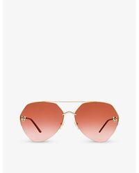 Cartier - Ct0355s Aviator-frame Metal Sunglasses - Lyst