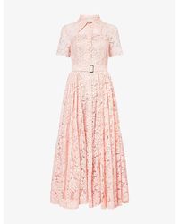 Mona Alshebil - Semi-Sheer Belted Lace Maxi Dress - Lyst