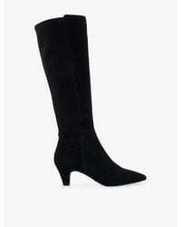 Dune - Sera Wide-Fit Suede Heeled Knee-High Boots - Lyst