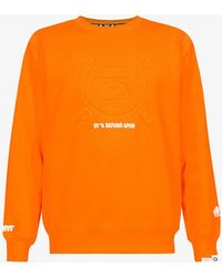 Aape Brand-embroidered Crewneck Cotton-blend Jersey Sweatshirt - Orange