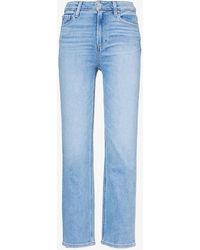 PAIGE - Cindy Cropped Straight-leg High-rise Denim-blend Jeans - Lyst
