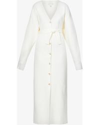 Pretty Lavish Peony V-neck Knitted Maxi Dress - White