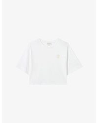 Claudie Pierlot - Brand-Embroidered Short-Sleeved Cotton-Jersey T-Shirt - Lyst