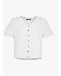 Whistles - Maeve Buttoned Cotton-jersey T-shirt - Lyst