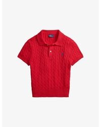 Polo Ralph Lauren - Cropped Cable-Knit Cotton Polo - Lyst