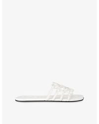 Loewe - Petal Anagram Leather Sliders - Lyst