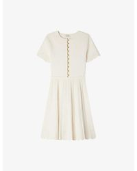 Sandro - Pointelle-Detail Scalloped-Trim Stretch-Knit Mini Dress - Lyst