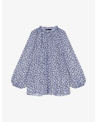 Maje - Floral-print Long-sleeve Woven Blouse - Lyst