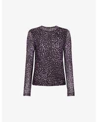 Whistles - Leopard-print Long-sleeve Stretch Recycled-polyester Top - Lyst