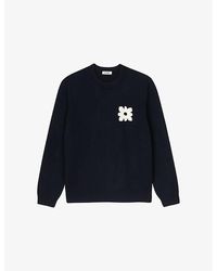Sandro - Flower-Patch Crewneck Cotton Sweatshirt - Lyst