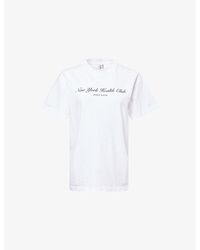 Sporty & Rich - Ny Health Club Round-Neck Cotton-Jersey T-Shirt - Lyst