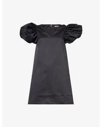 ROTATE BIRGER CHRISTENSEN - Puff-Sleeve A-Line Satin Mini Dress - Lyst