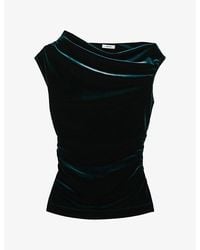 Reiss - Demi Off-Shoulder Stretch-Velvet Top - Lyst