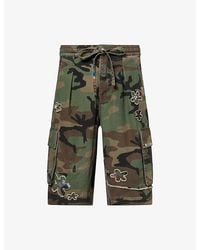 NAHMIAS - Floral-Embroidered Camouflage Cotton Shorts - Lyst