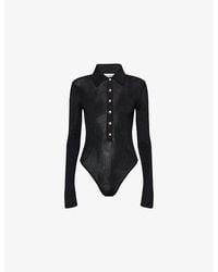 Self-Portrait - Ribbed Long-Sleeves Knitted Bodysuit - Lyst