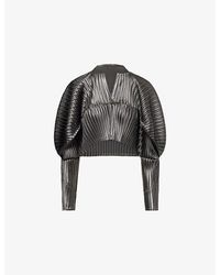 Issey Miyake - Glossed Metal Pleats Long-Sleeves Knitted Top - Lyst