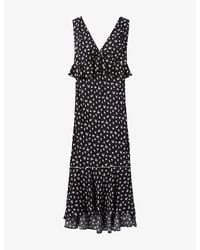 Claudie Pierlot - Floral-Print V-Neck Woven Maxi Dress - Lyst