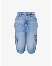 GOOD AMERICAN - Relaxed-Fit Cargo Cotton-Blend Denim Shorts - Lyst