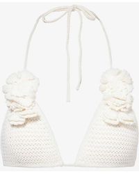 Self-Portrait - Floral-detail Triangle-cup Crochet Bikini Top - Lyst