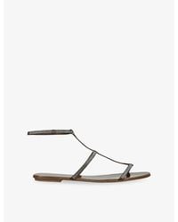 Pedro Garcia - Enola Embellished Flat Leather Sandals - Lyst