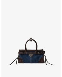 Prada - Bonnie Small Denim And Leather Shoulder Bag - Lyst