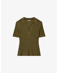 JOSEPH - Aliane Open-Collar Crinkle Woven Top - Lyst