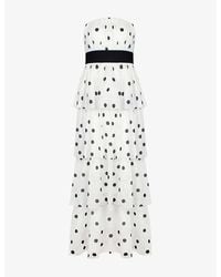 Ro&zo - Claudia Polka-Dot Tiered Cotton And Linen-Blend Maxi Dress - Lyst