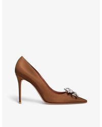 AMINA MUADDI - Rosie Bow-embellished Satin Heeled Courts - Lyst